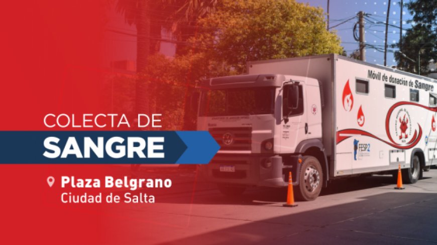 Hoy se realizará una colecta de sangre en la Plaza Belgrano